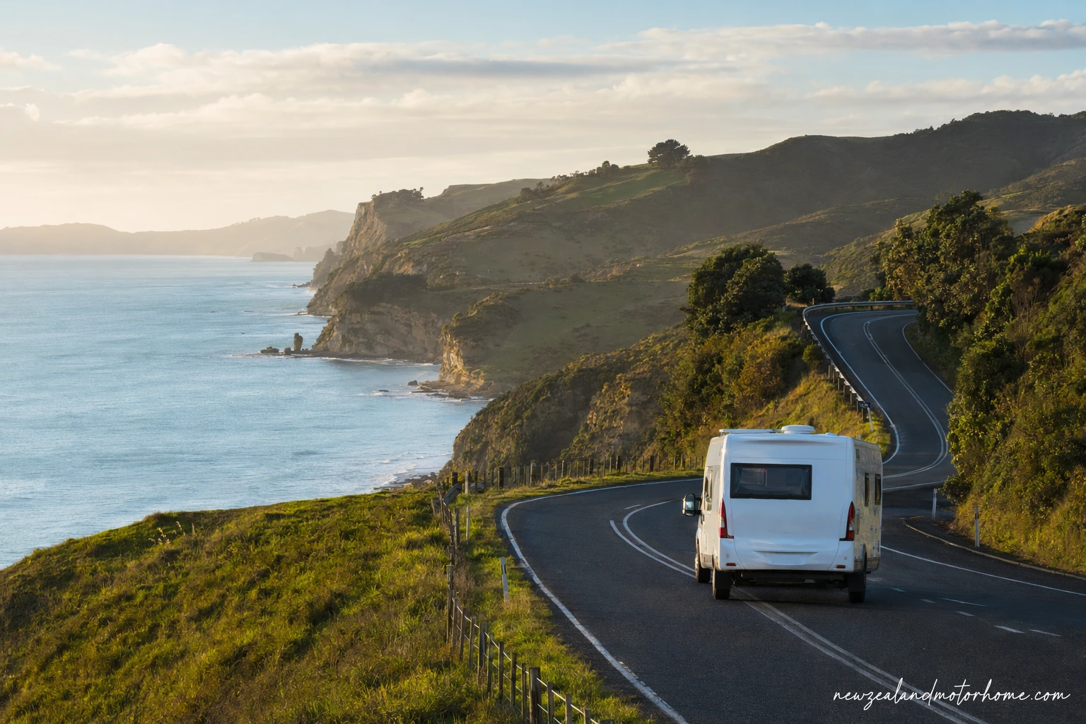 Campervan parked near Napier waterfront after the drive from Auckland through Taupō