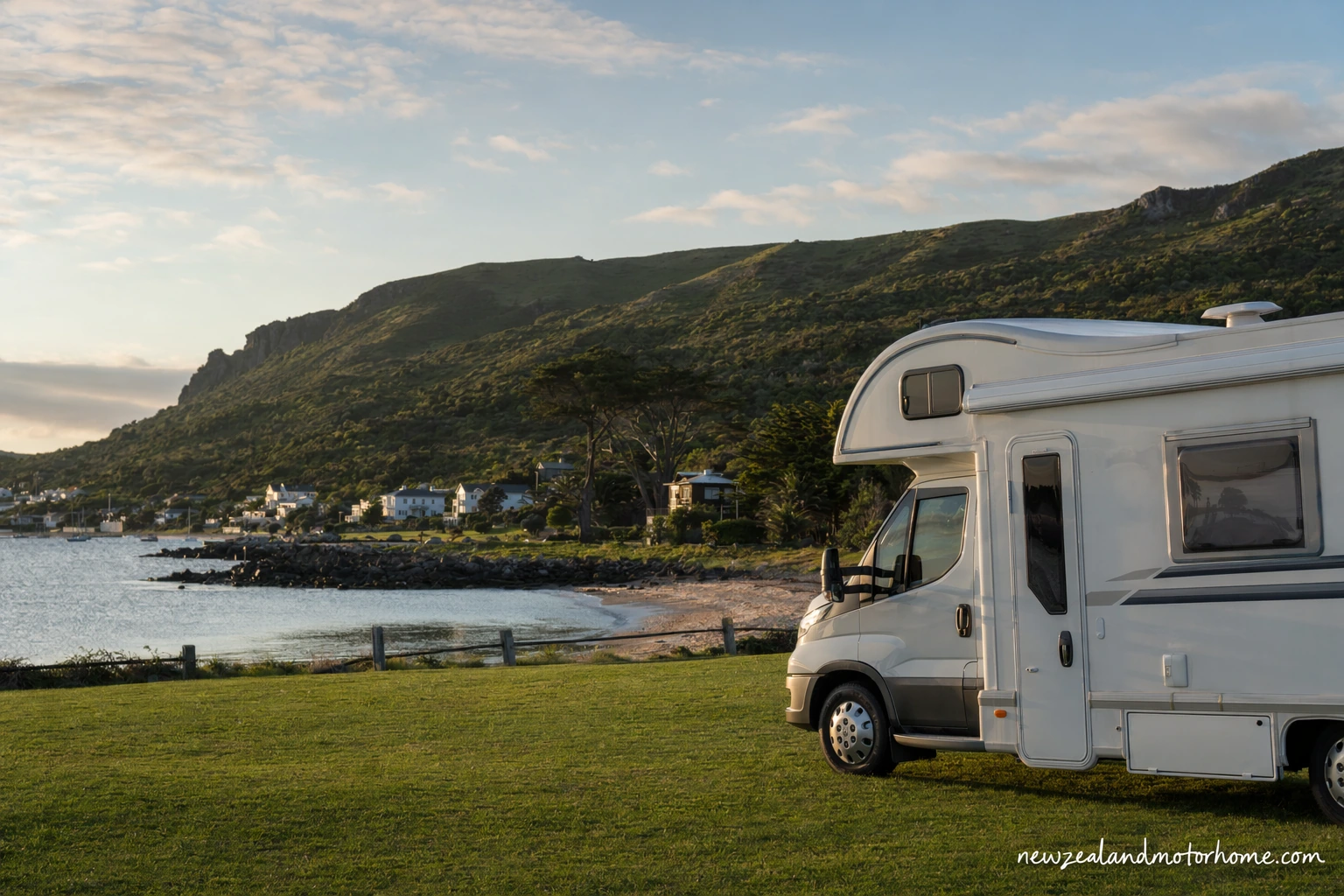 Campervan parked near the waterfront in Russell in the Bay of Islands