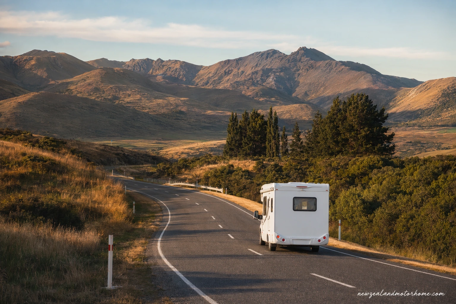 Campervan parked near Lake Taupō on the Christchurch to Hamilton route