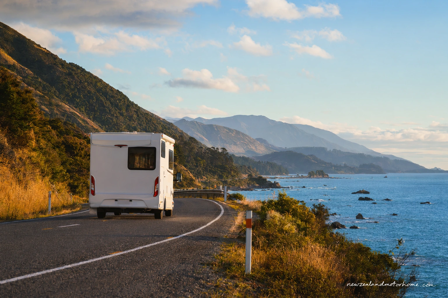 Campervan parked near the Lewis Pass on the Christchurch to Nelson route