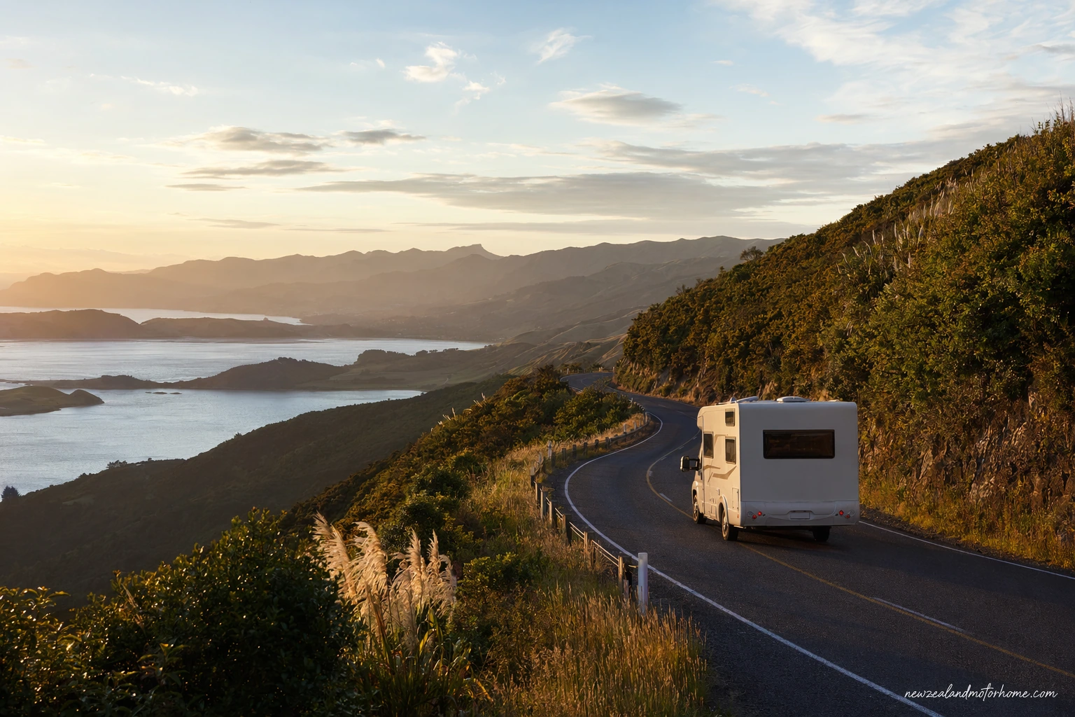 Campervan parked near the Napier waterfront after the long drive from Dunedin