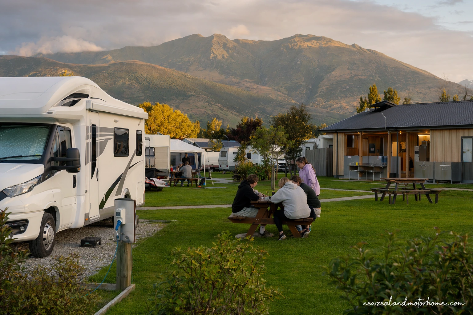 holiday parks franz josef — campervan scene