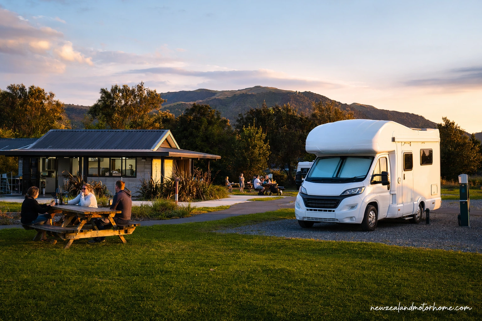 holiday parks hobbiton matamata — campervan scene
