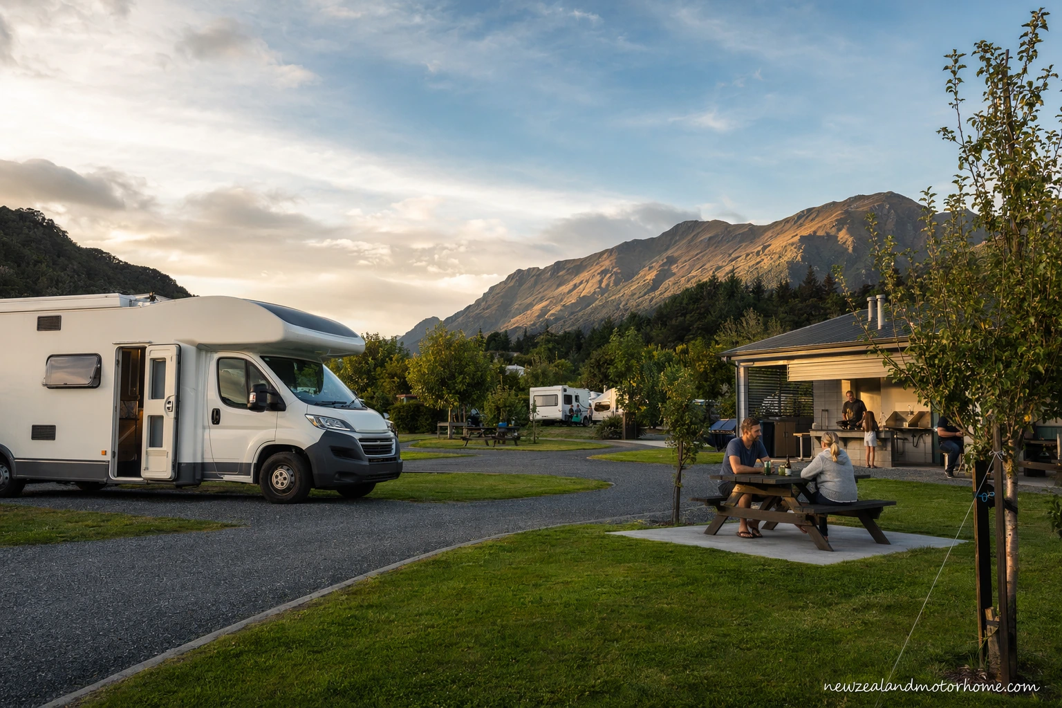 holiday parks lake tekapo — campervan scene