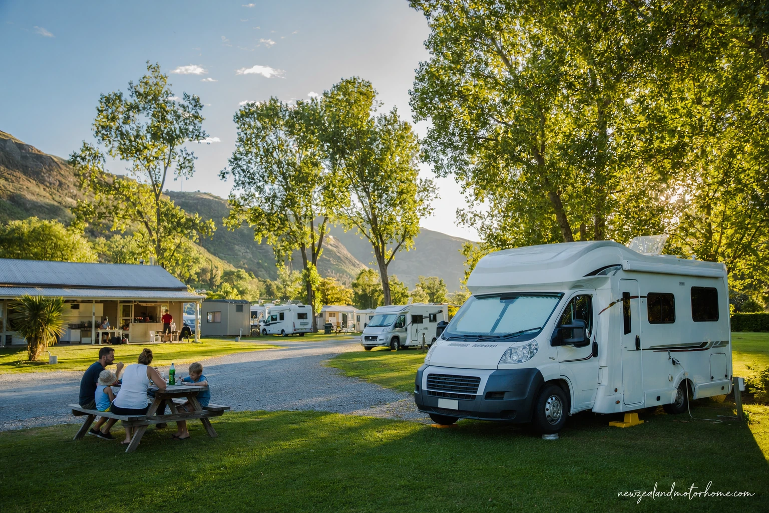 holiday parks milford road — campervan scene