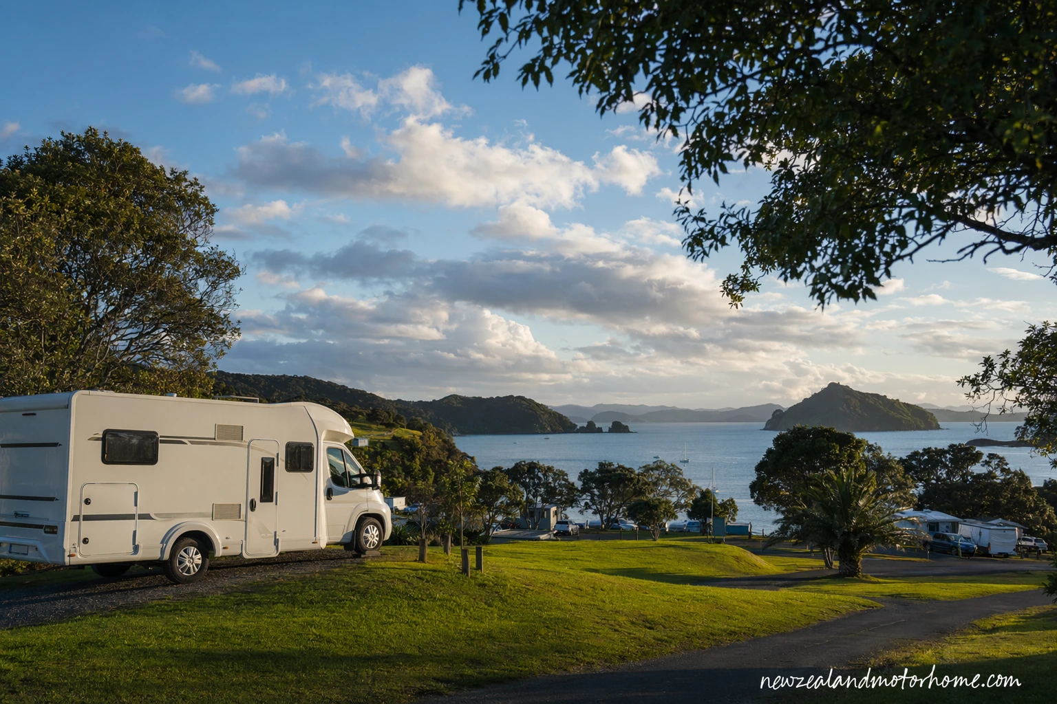 Campervan parked near the waterfront at Paihia in the Bay of Islands