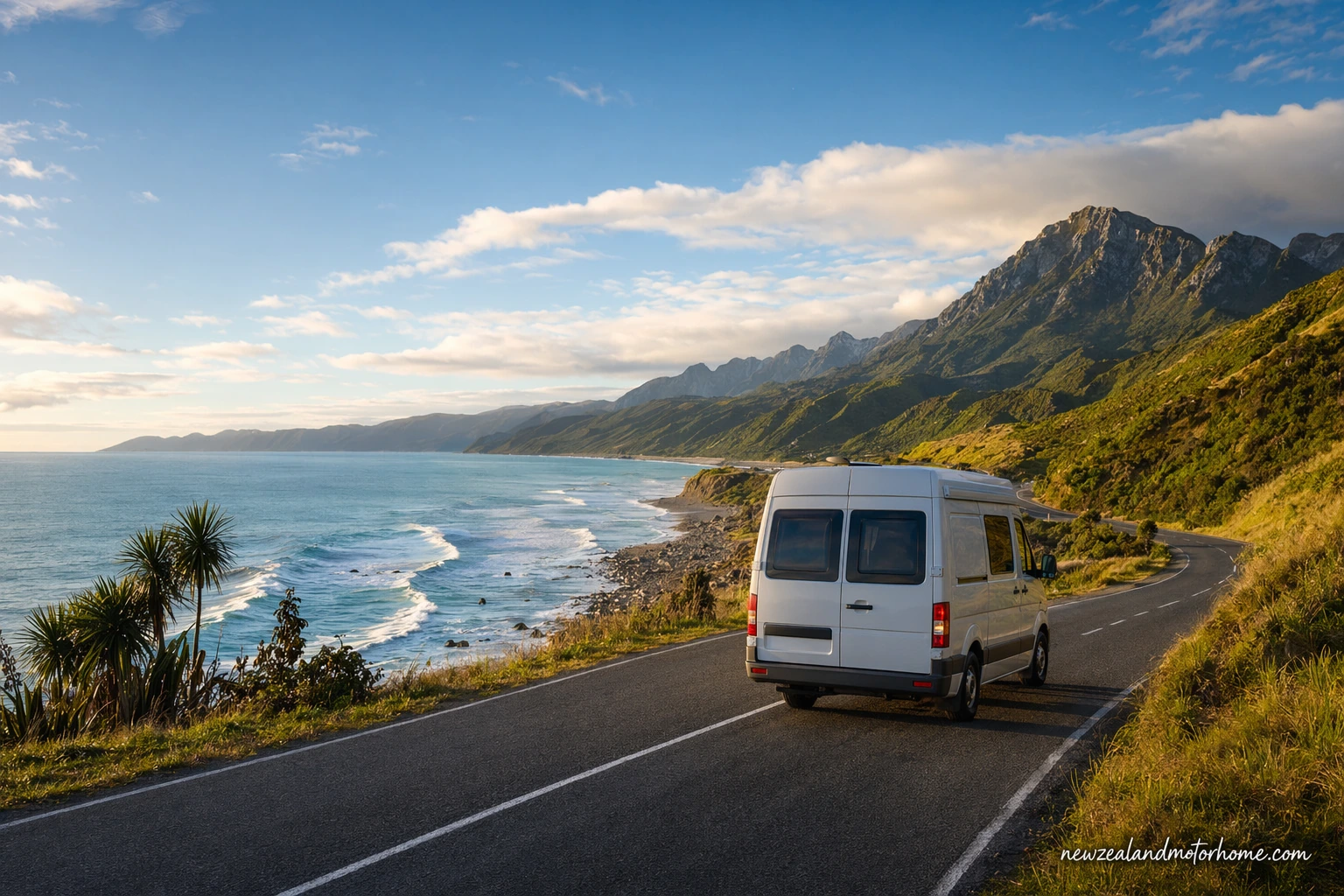 Illustrated campervan map — honeymoon campervan holiday new zealand