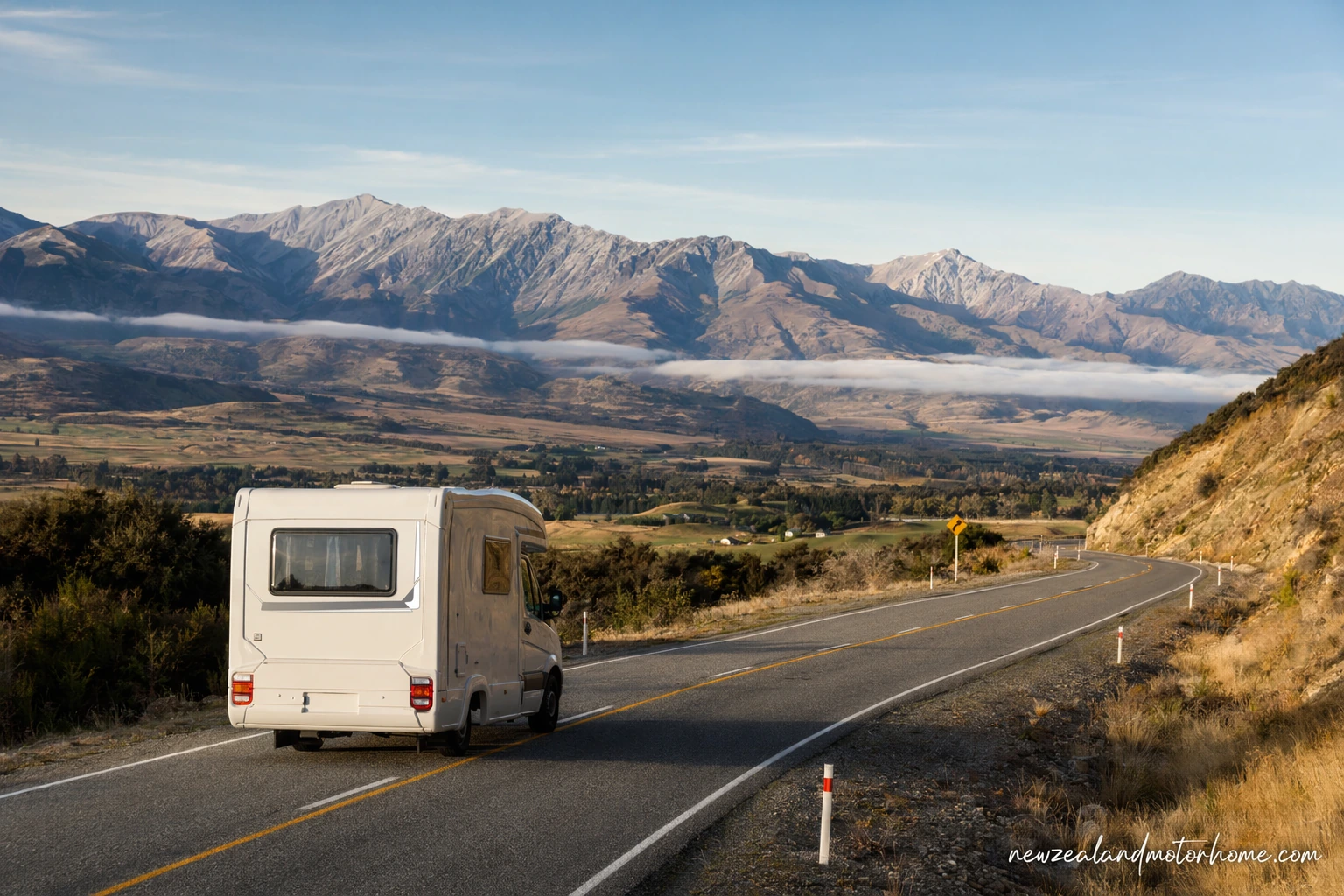 Campervan parked near the Kaikōura coast on the Invercargill to Blenheim route