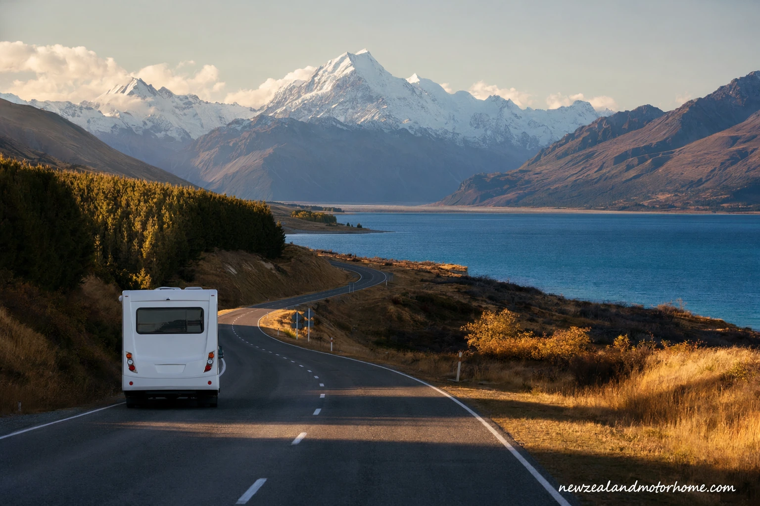 Campervan parked near the coast on the Invercargill to Palmerston North route