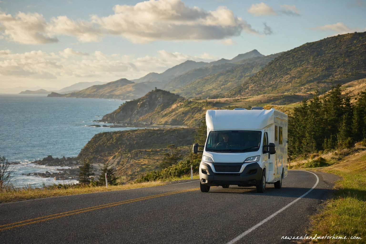 Campervan parked near the Whangārei waterfront after a long route north from Nelson
