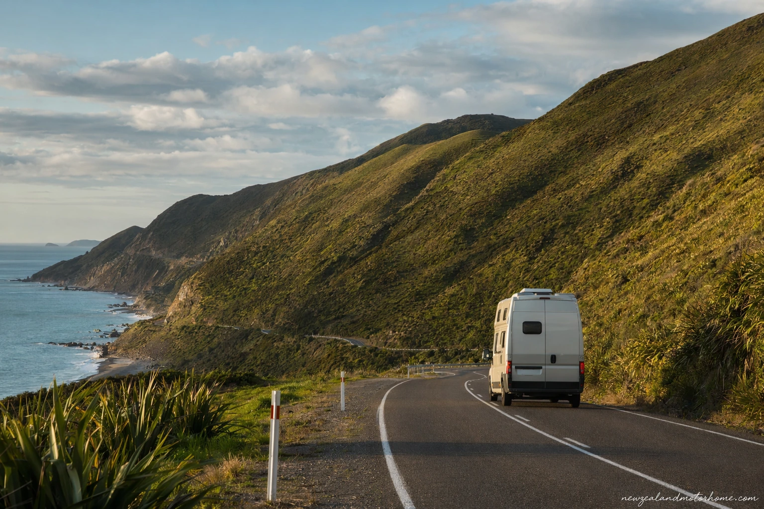 Campervan parked near the Gisborne coast after the New Plymouth to Gisborne drive