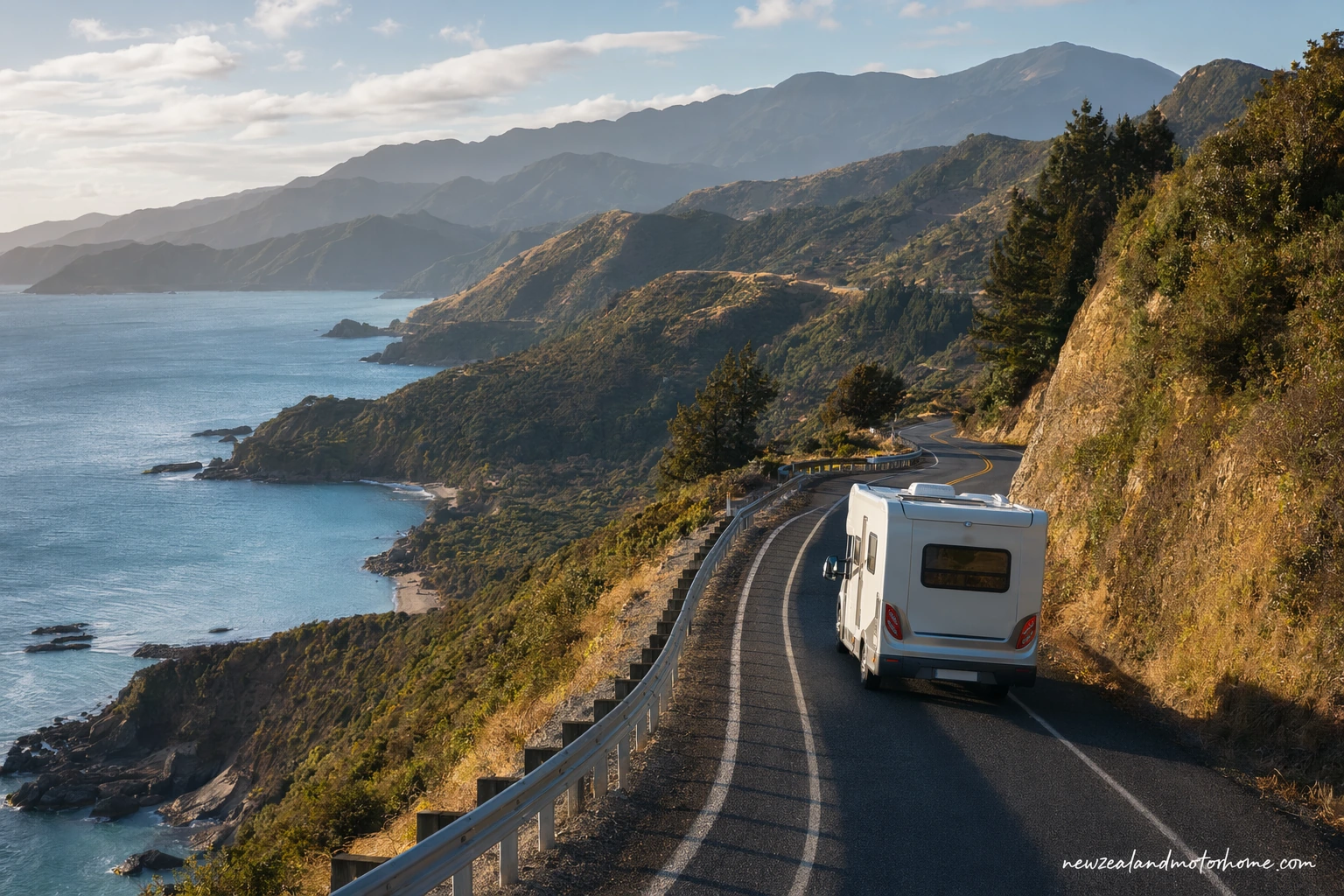 Campervan parked near the Napier waterfront after driving the Picton to Napier route through the Wairarapa