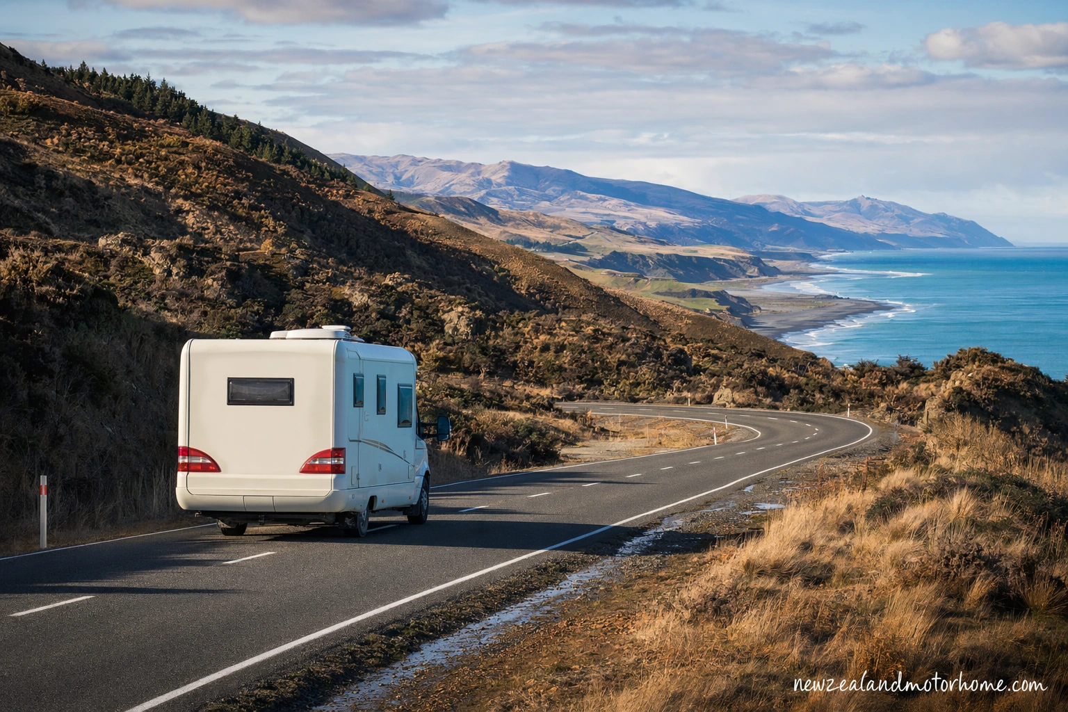 Campervan parked near the Napier waterfront after the Queenstown to Napier route