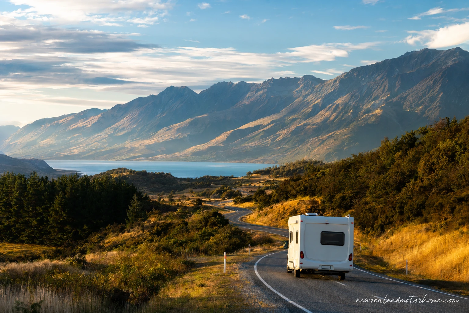 Campervan parked near the Marlborough vineyards after driving from Rotorua to Blenheim