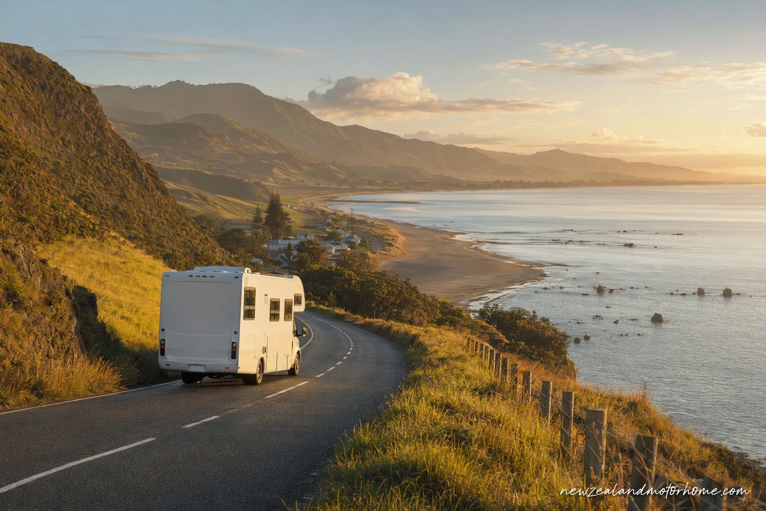 Campervan parked near Gisborne after the Rotorua to Gisborne drive through the Waioeka Gorge