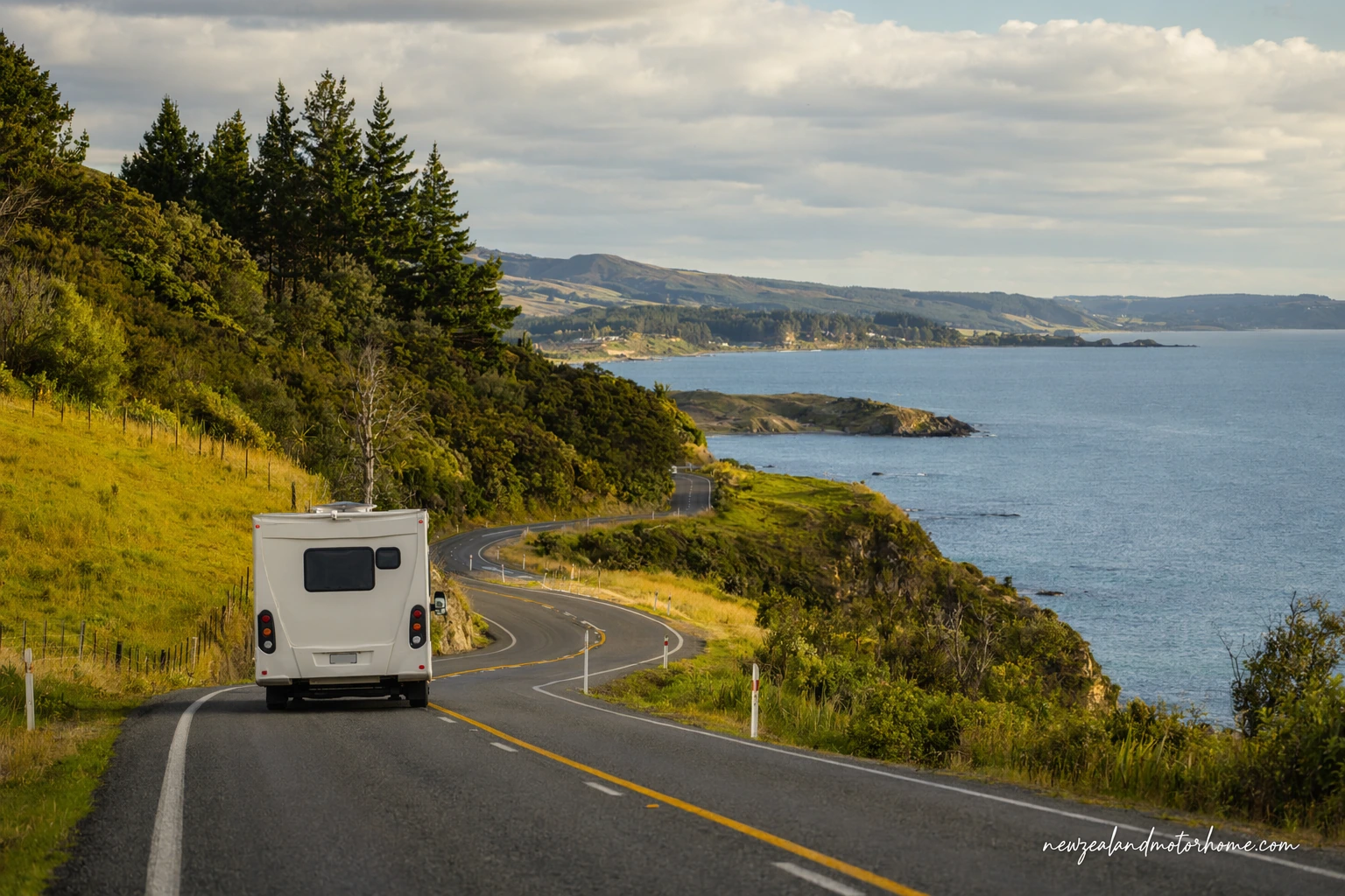 Campervan parked near Whangārei harbour after the drive north from Rotorua