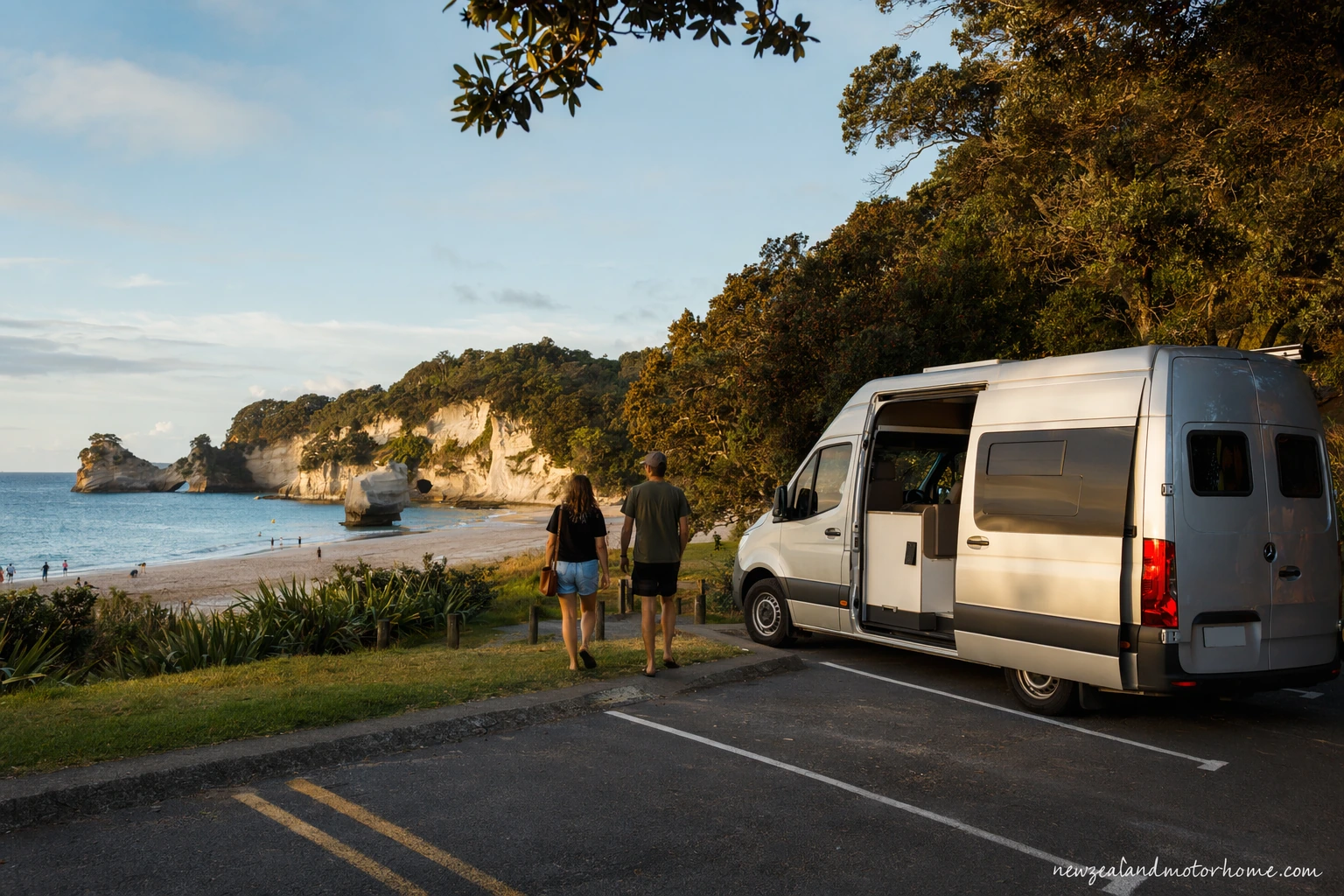 visiting cathedral cove by campervan — campervan scene