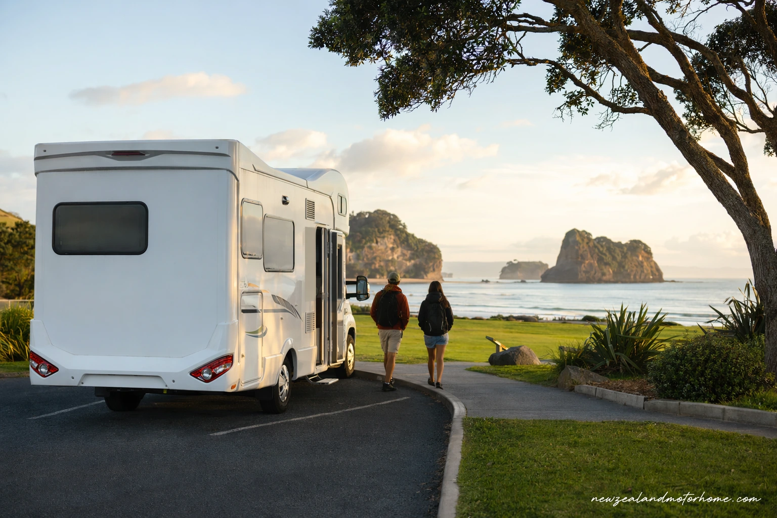 visiting hot water beach by campervan — campervan scene