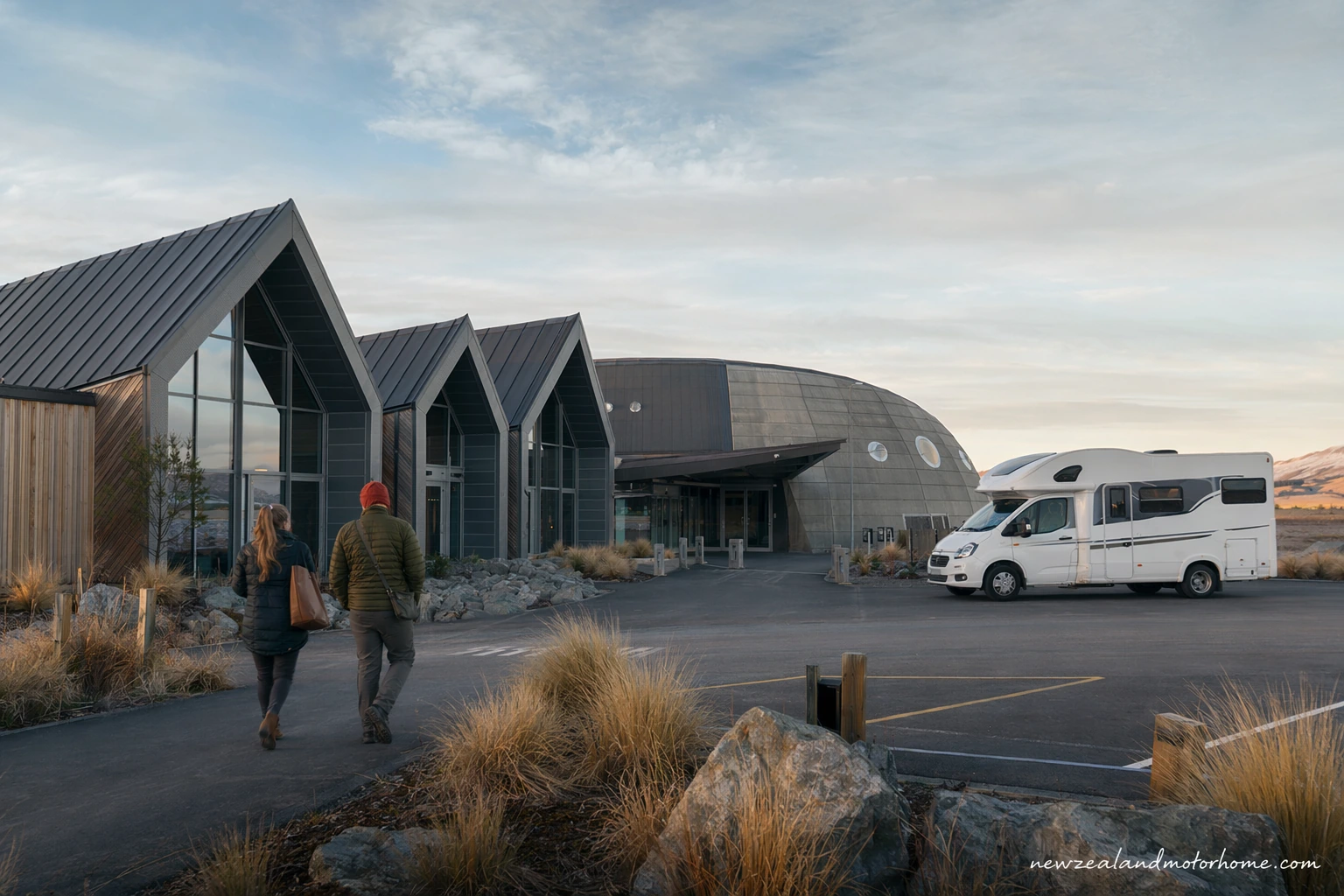 Campervan parked near the International Antarctic Centre in Christchurch by the airport