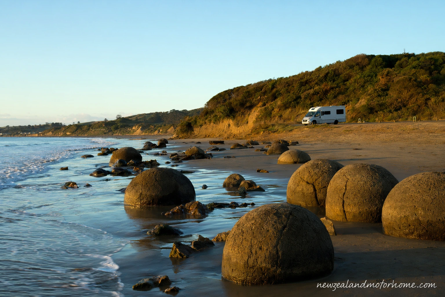 visiting moeraki boulders by campervan — campervan travel