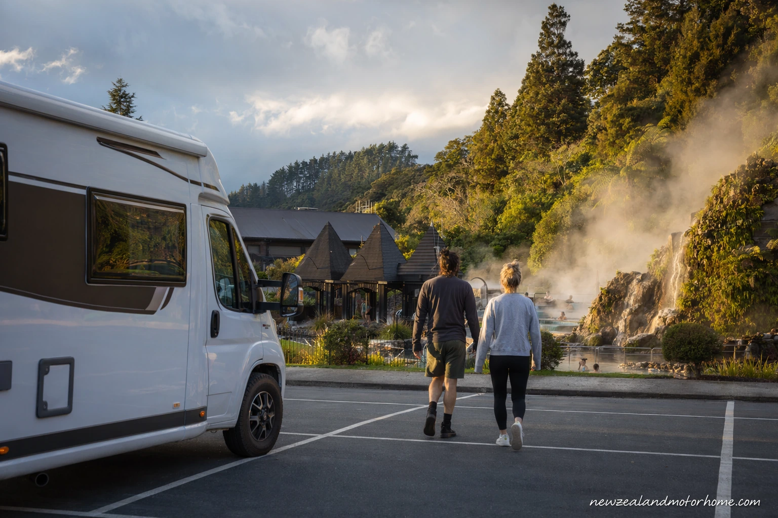 visiting polynesian spa rotorua by campervan — campervan scene