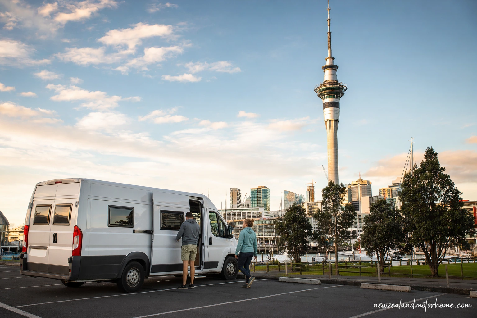 visiting sky tower auckland by campervan — campervan scene