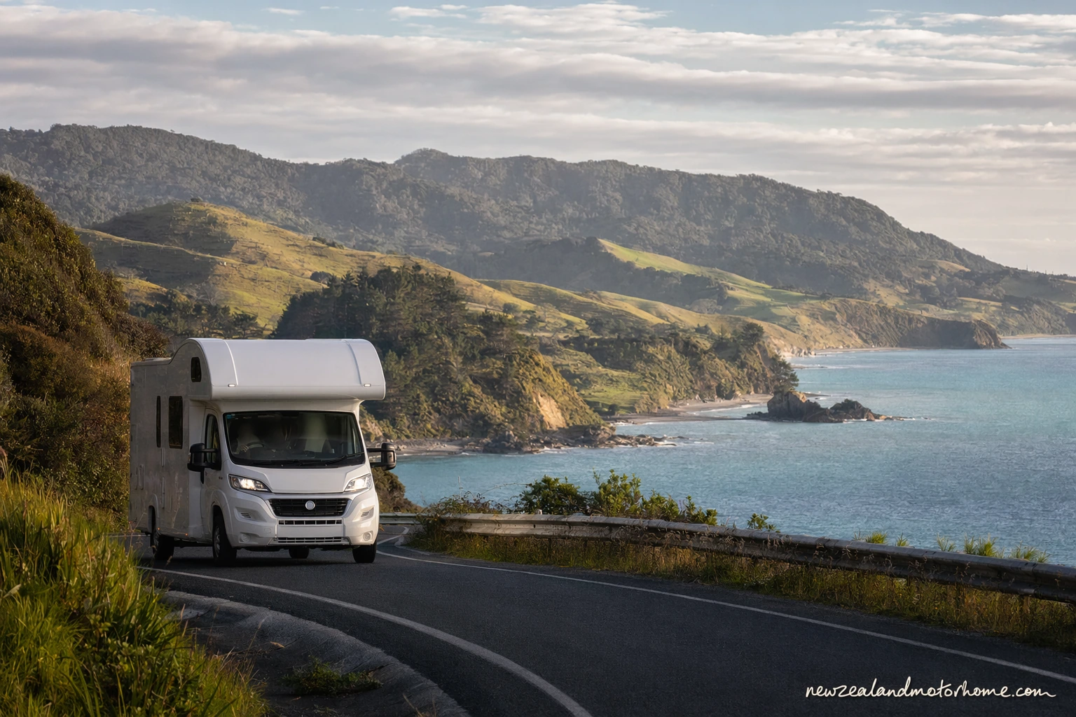 Campervan parked near Gisborne after the long drive from Whangarei across the North Island