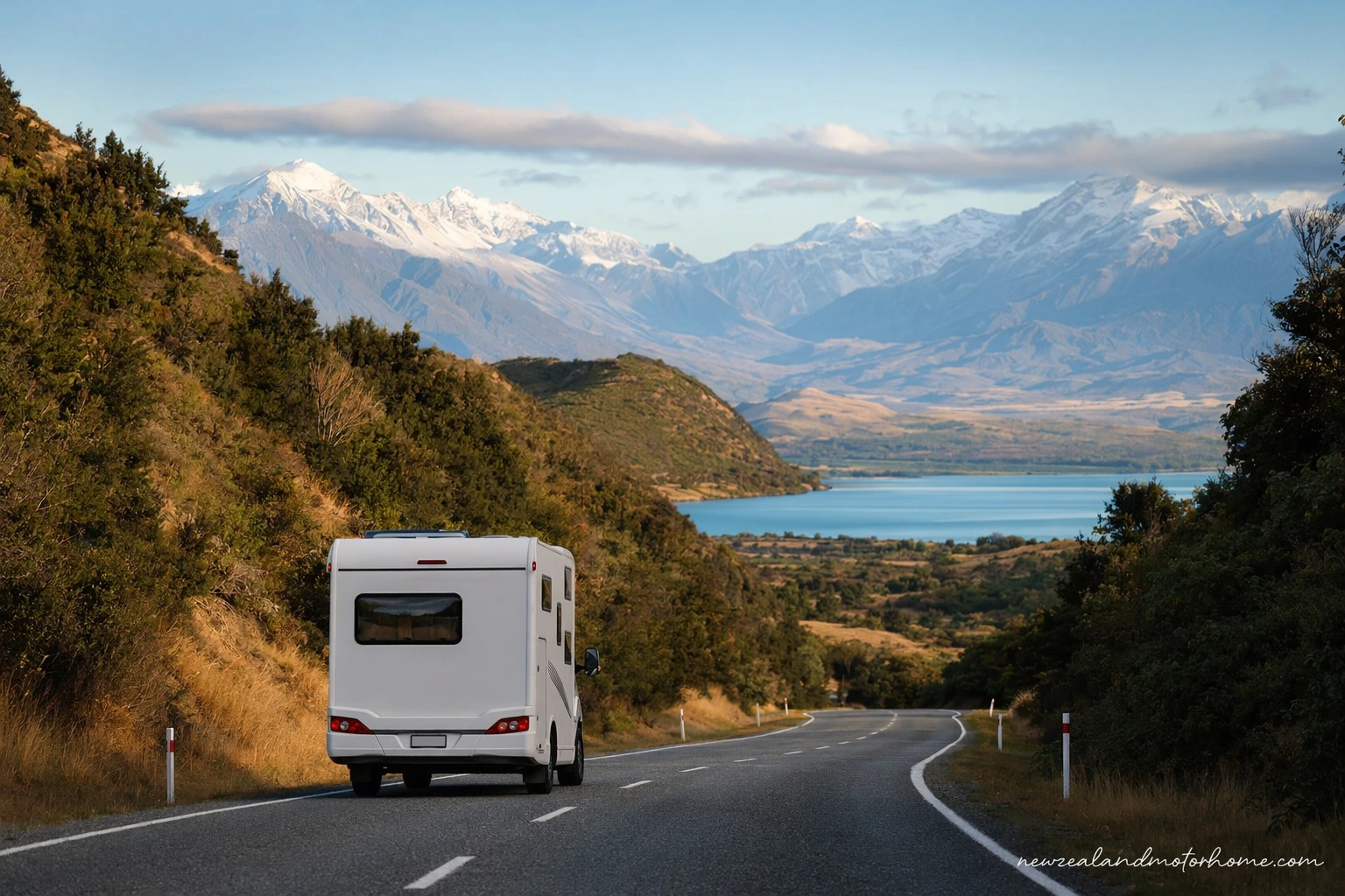 Campervan parked near the waterfront in Timaru after the long drive south from Whangarei